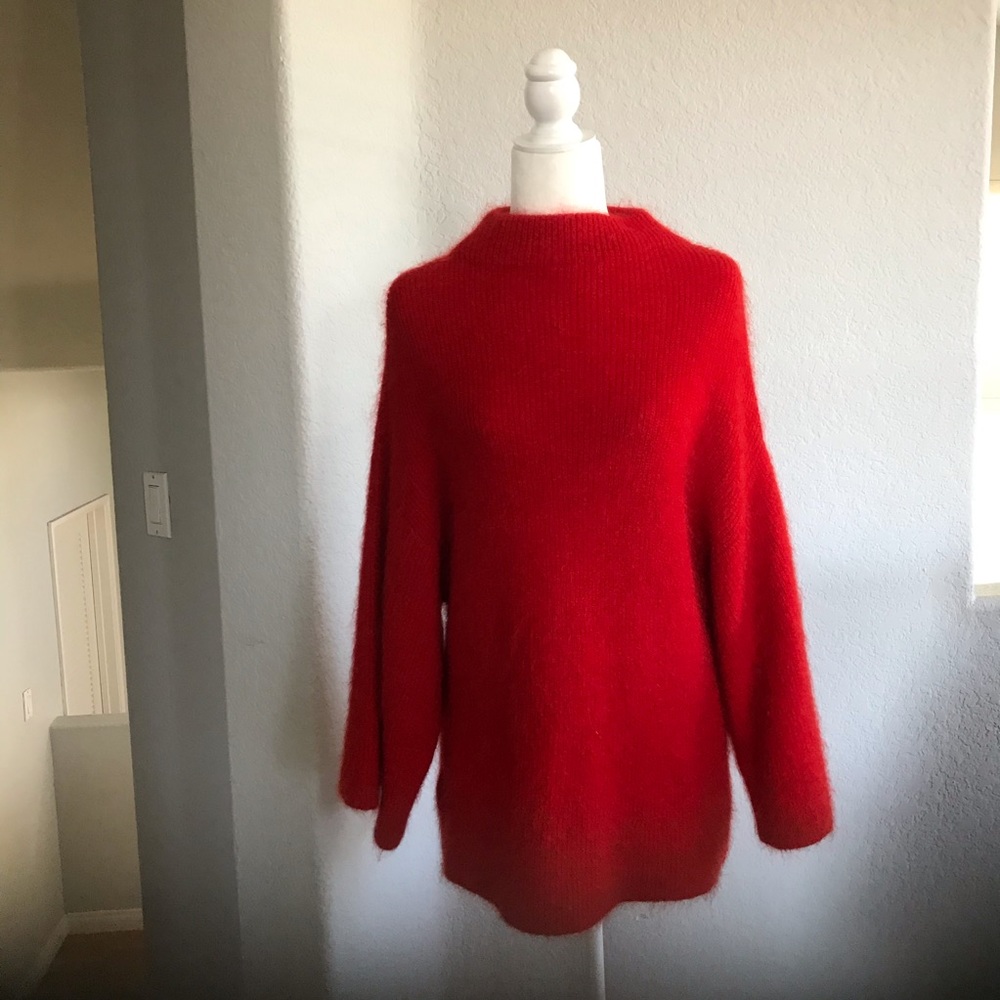 H&M red mock turtleneck sweater